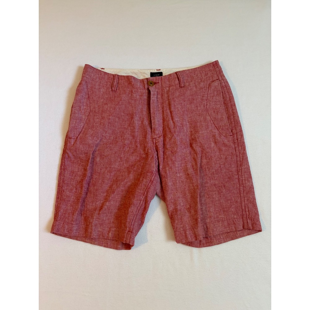 J.Crew Mens Red Linen Cotton Blend Shorts Size 31 A4142 Heathered Summer Casual